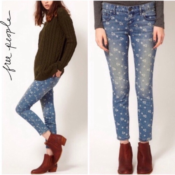 Free People Low Rise Ditzy Floral Print Skinny Leg Jeans size 29 - Picture 13 of 14